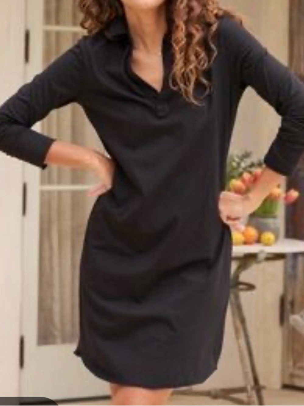 FRANK & EILEEN NICOLE HENLEY DRESS - Black Small